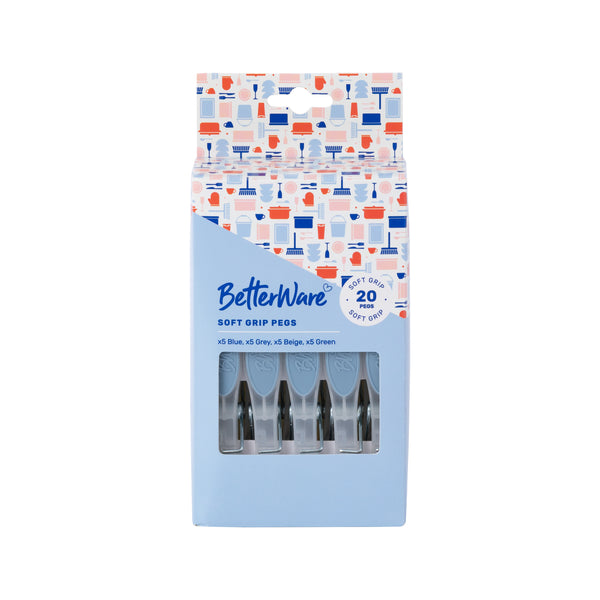 BetterWare Laundry Pack of 20 Secure Rubber Grip Pegs