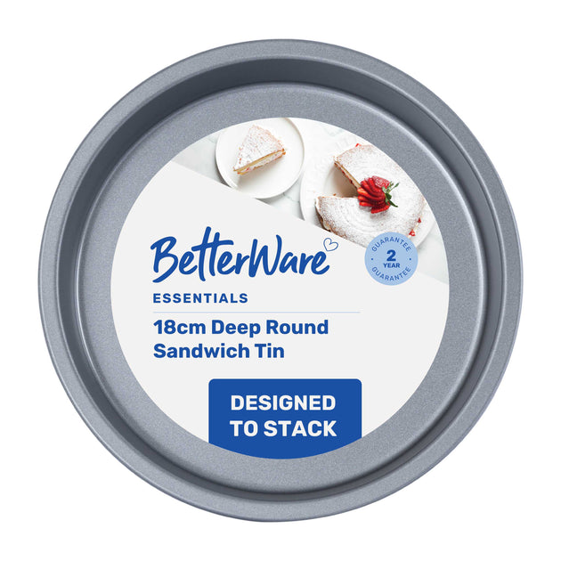 BetterWare Essentials Non-Stick Deep Round Sandwich Tin 18cm Single
