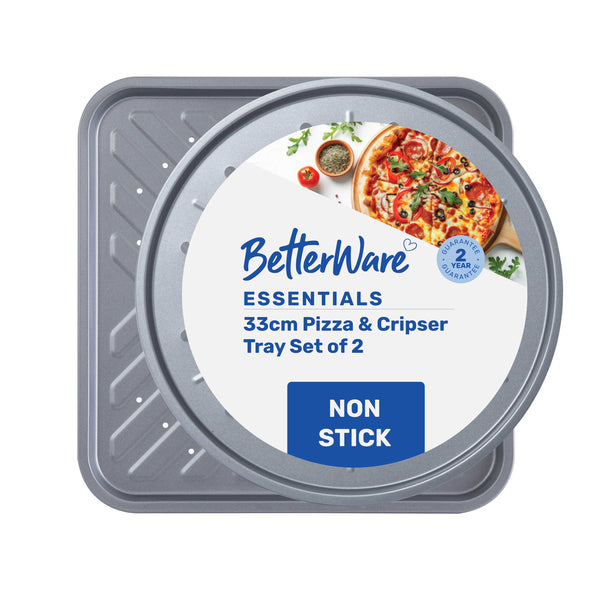 BetterWare Essentials 33cm Non-Stick Pizza Tray and 33cm Crisper Tray Pizza Tray & Crisper Set