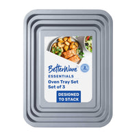 BetterWare Essentials Set 3 of Non-Stick Stacking Oven Trays