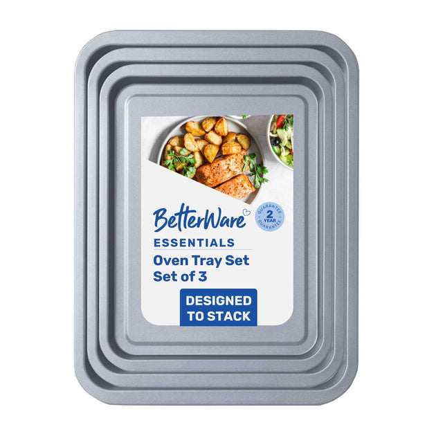 BetterWare Essentials Set 3 of Non-Stick Stacking Oven Trays