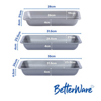 BetterWare Essentials Set of 3 Non-Stick Stacking Roasting Tins