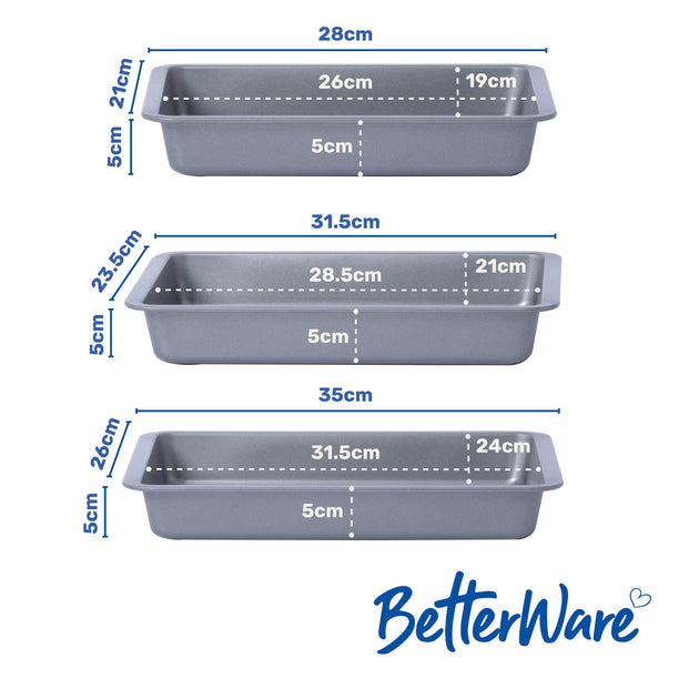 BetterWare Essentials Set of 3 Non-Stick Stacking Deep Trays