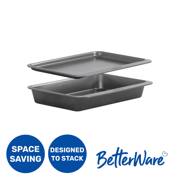 BetterWare Stack Ease 2-Piece Large Roaster & Tray Set