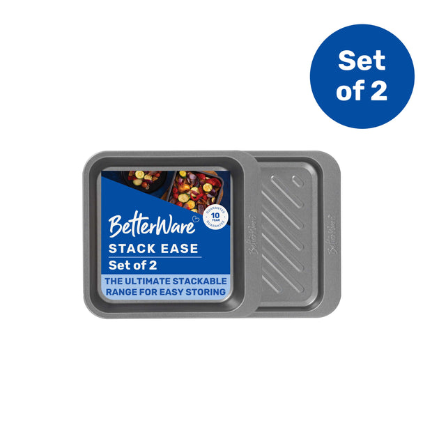 BetterWare Stack Ease 2-Piece Medium Roaster & Tray Set