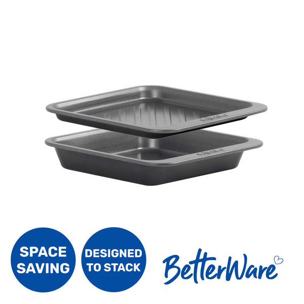 BetterWare Stack Ease 2-Piece Medium Roaster & Tray Set
