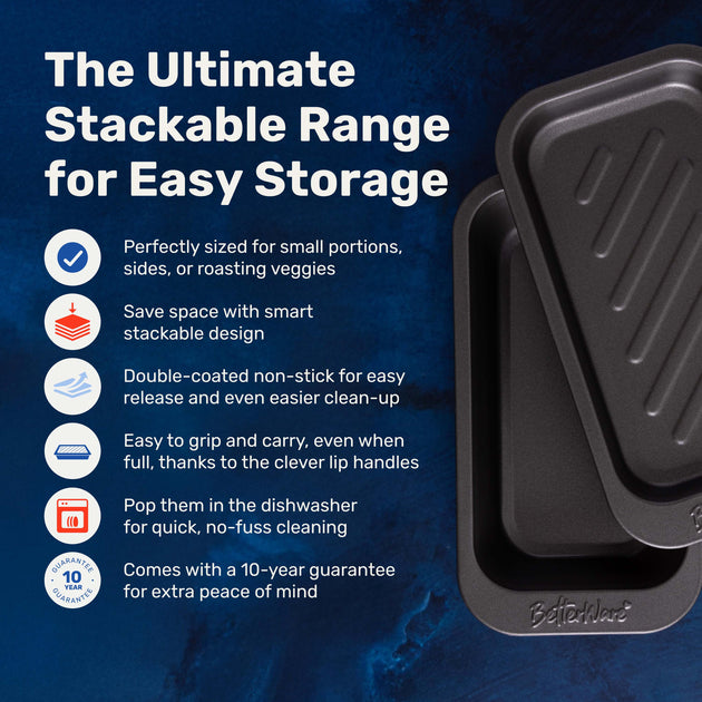 BetterWare Stack Ease 2-Piece Small Roaster & Tray Set