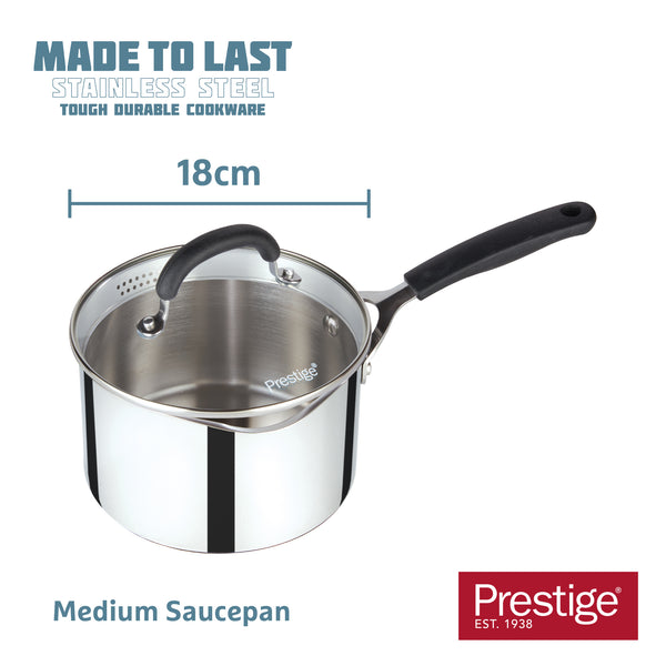Prestige Made to Last 18cm (2.6lt) Stainless Steel Straining Saucepan