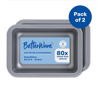 BetterWare Air Fryer Accessories Set of 2 x Premium Coated Rectangular Deep Dishes 16cm