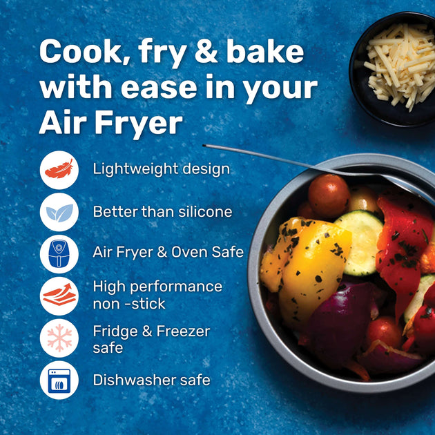 BetterWare Air Fryer Accessories Set of 2 Premium Coated Round Tins