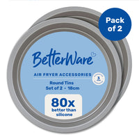 BetterWare Air Fryer Accessories Set of 2 Premium Coated Round Tins 20.5cm