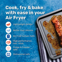 BetterWare Air Fryer Accessories Set of 2 x Premium Coated Rectangular Trays