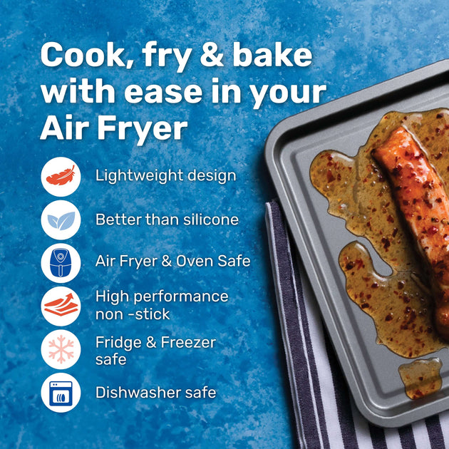 BetterWare Air Fryer Accessories Set of 2 x Premium Coated Rectangular Trays