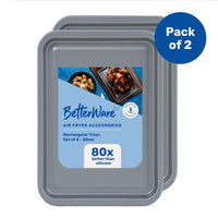 BetterWare Air Fryer Accessories Set of 2 x Premium Coated Rectangular Trays 25cm