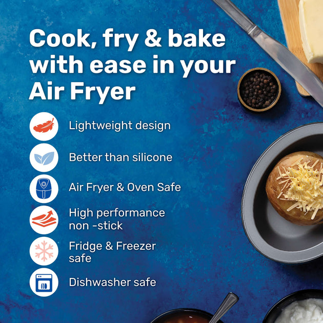 BetterWare Air Fryer Accessories Set of 2 x 16.5cm Premium Coated Oval Dishes