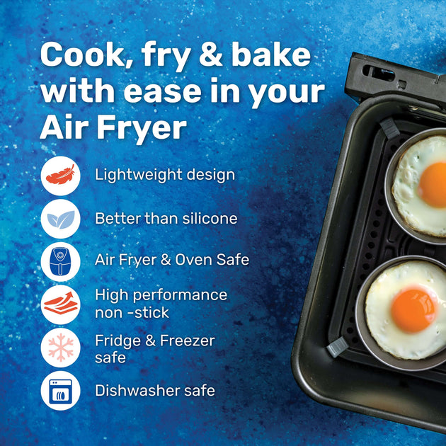BetterWare Air Fryer Accessories Set of 4 x 10.5cm Premium Coated Round Tins