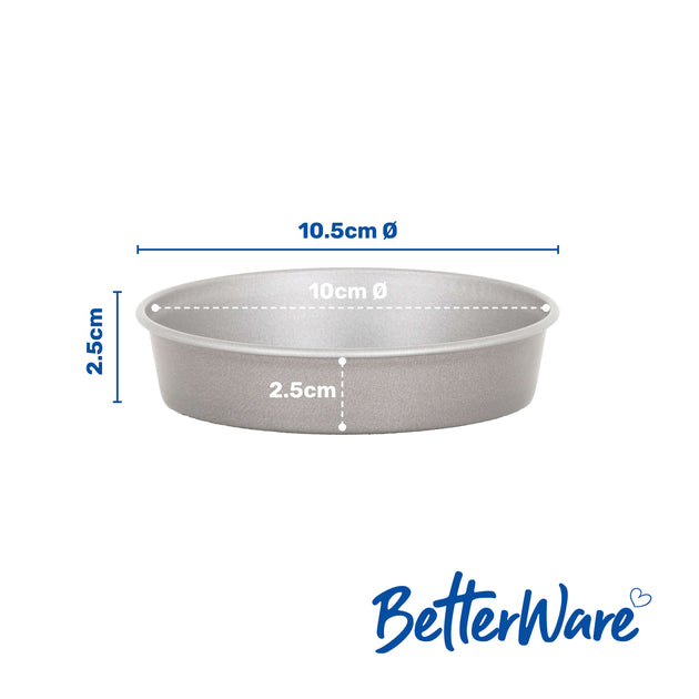 BetterWare Air Fryer Accessories Set of 4 x 10.5cm Premium Coated Round Tins