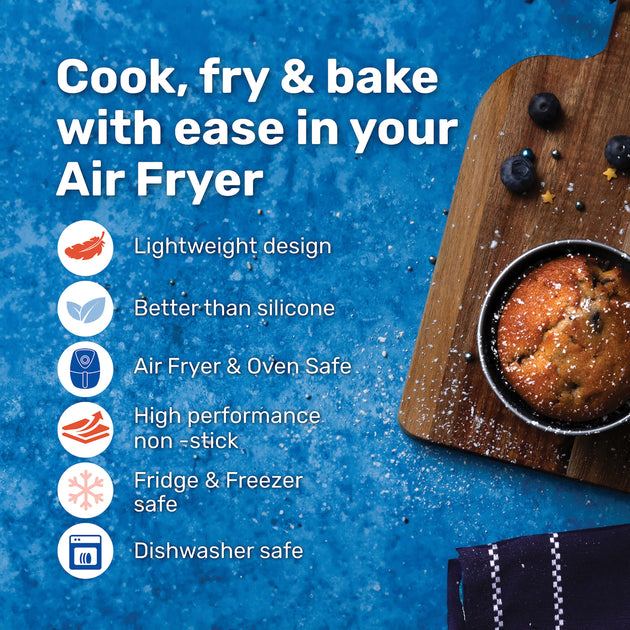 BetterWare Air fryer Accessories Set of 4 x 9cm Premium Coated Round Deep Tins