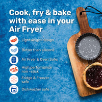 BetterWare Air Fryer Accessories Set 4 x 8.5cm Premium Coated Round Fluted Tins