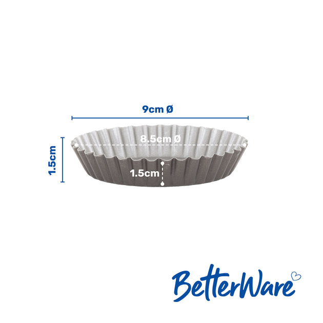 BetterWare Air Fryer Accessories Set 4 x 8.5cm Premium Coated Round Fluted Tins