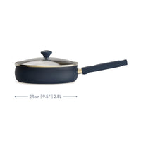 Prestige Stainless Steel 24cm Deep Frying Pan with Lid French Navy