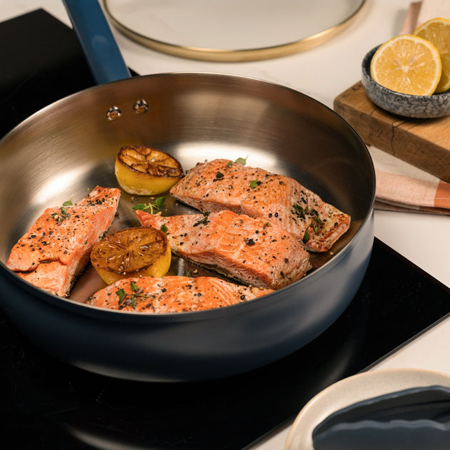 Prestige Stainless Steel 24cm Deep Frying Pan with Lid
