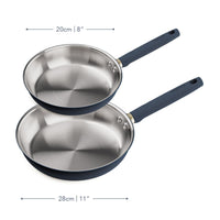 Prestige Stainless Steel 20cm & 28cm Frying Pan Twin Pack French Navy
