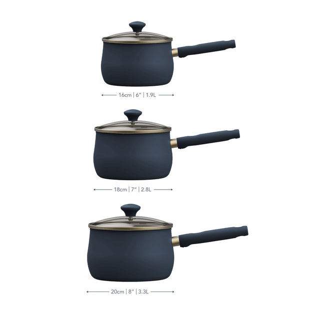 Prestige Stainless Steel 3 Piece Saucepan Set French Navy