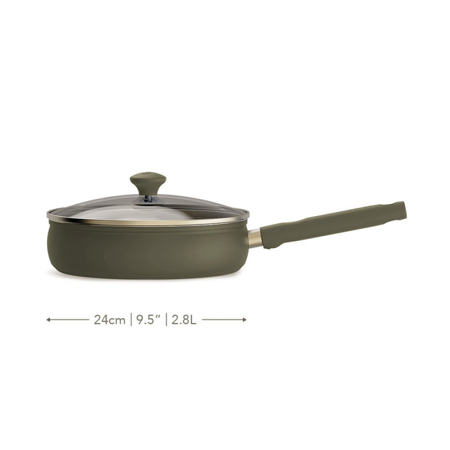 Prestige Stainless Steel 24cm Deep Frying Pan with Lid Urban Olive