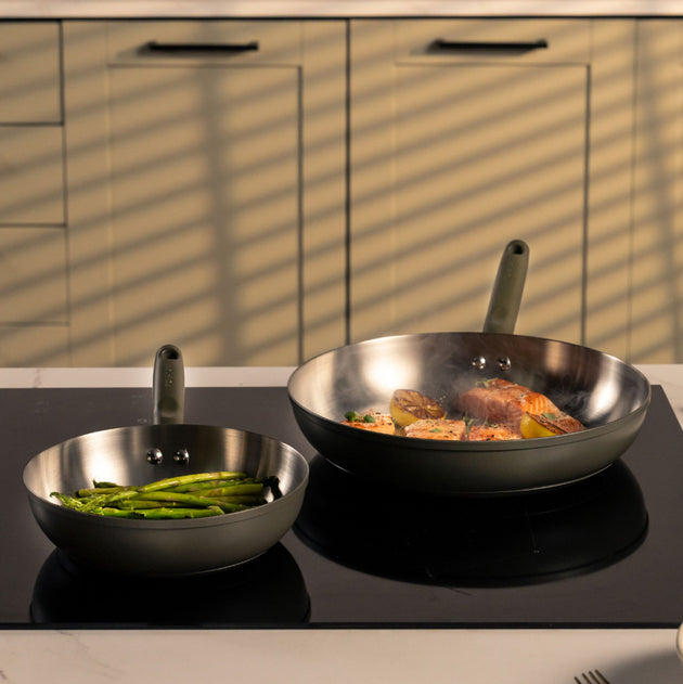 Prestige Stainless Steel 20cm & 28cm Frying Pan Twin Pack