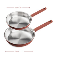 Prestige Stainless Steel 20cm & 28cm Frying Pan Twin Pack Earth Rose