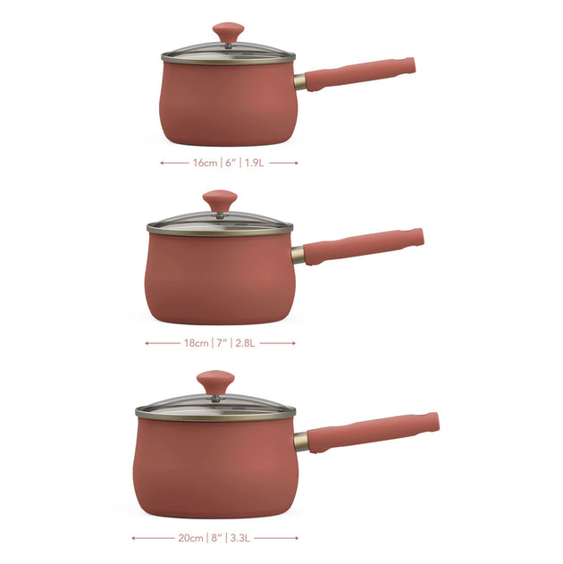 Prestige Stainless Steel 3 Piece Saucepan Set Earth Rose