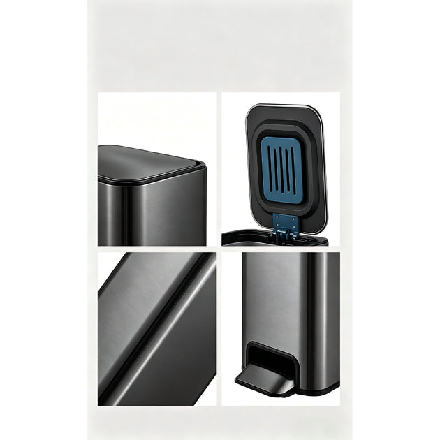 9L Slim Pedal Bin with Removable Inner Bucket - Titanium