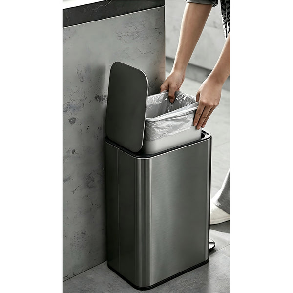 9L Slim Pedal Bin with Removable Inner Bucket - Titanium