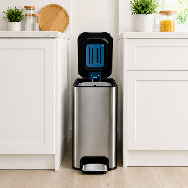 9L Slim Pedal Bin with Removable Inner Bucket - Titanium