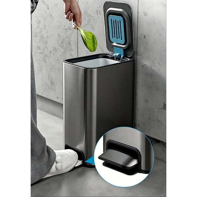 9L Slim Pedal Bin with Removable Inner Bucket - Titanium