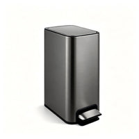 9L Slim Pedal Bin with Removable Inner Bucket - Titanium