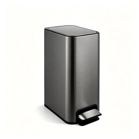 9L Slim Pedal Bin with Removable Inner Bucket - Titanium