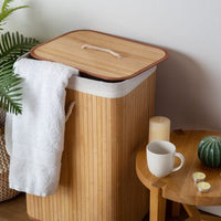 Rectangular Bamboo Laundry Basket
