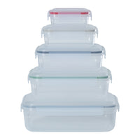 Set of 5 - Hobby Life Rectangular Shallow Clip Airtight Food Containers