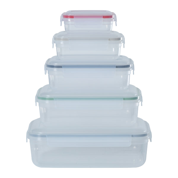 Set of 5 - Hobby Life Rectangular Shallow Clip Airtight Food Containers