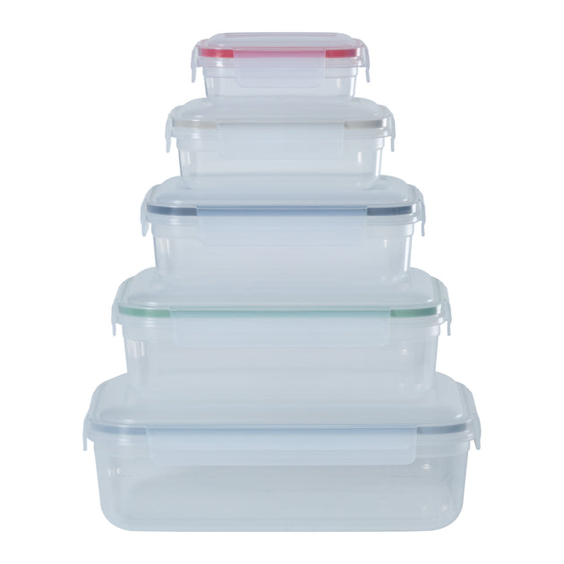 Set of 5 - Hobby Life Rectangular Shallow Clip Airtight Food Containers