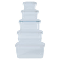 Set of 5 - Hobby Life Rectangular Clip Airtight Food Containers