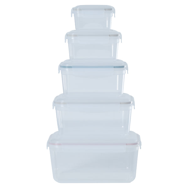 Set of 5 - Hobby Life Rectangular Clip Airtight Food Containers