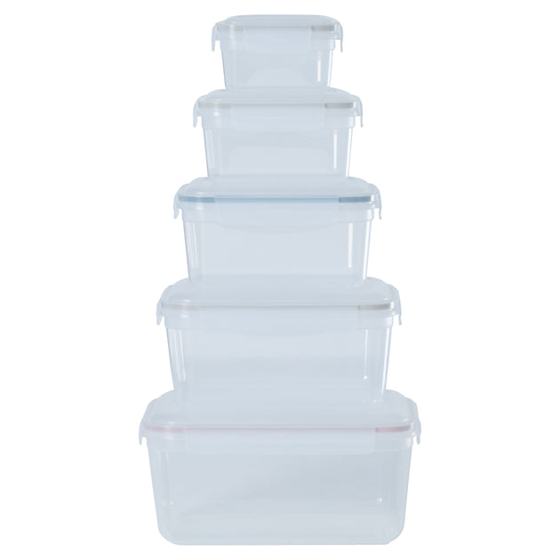 Set of 5 - Hobby Life Rectangular Clip Airtight Food Containers