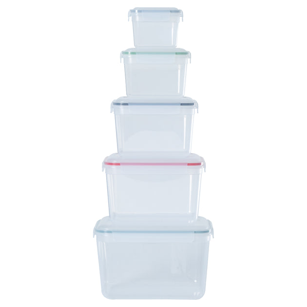 Set of 5 - Hobby Life Rectangular Deep Clip Airtight Food Containers