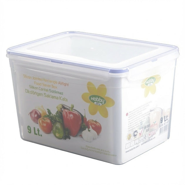 Hobby Life 9L Rectangular Airtight Food Box with Clip Lid