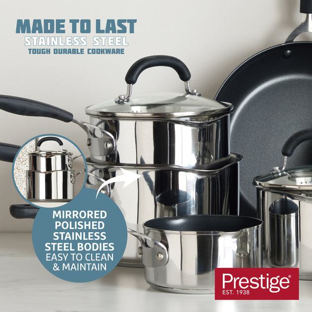Prestige Made to Last 20cm (3.5lt) Stainless Steel Straining Saucepan
