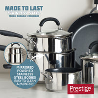 Prestige Made to Last 18cm (2.6lt) Stainless Steel Straining Saucepan