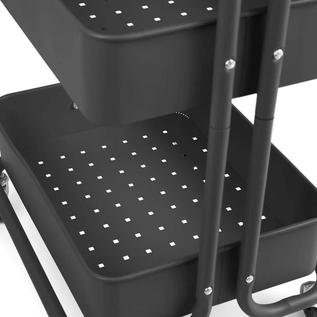 3 Tier Sturdy Metal Storage Trolley on Wheels
